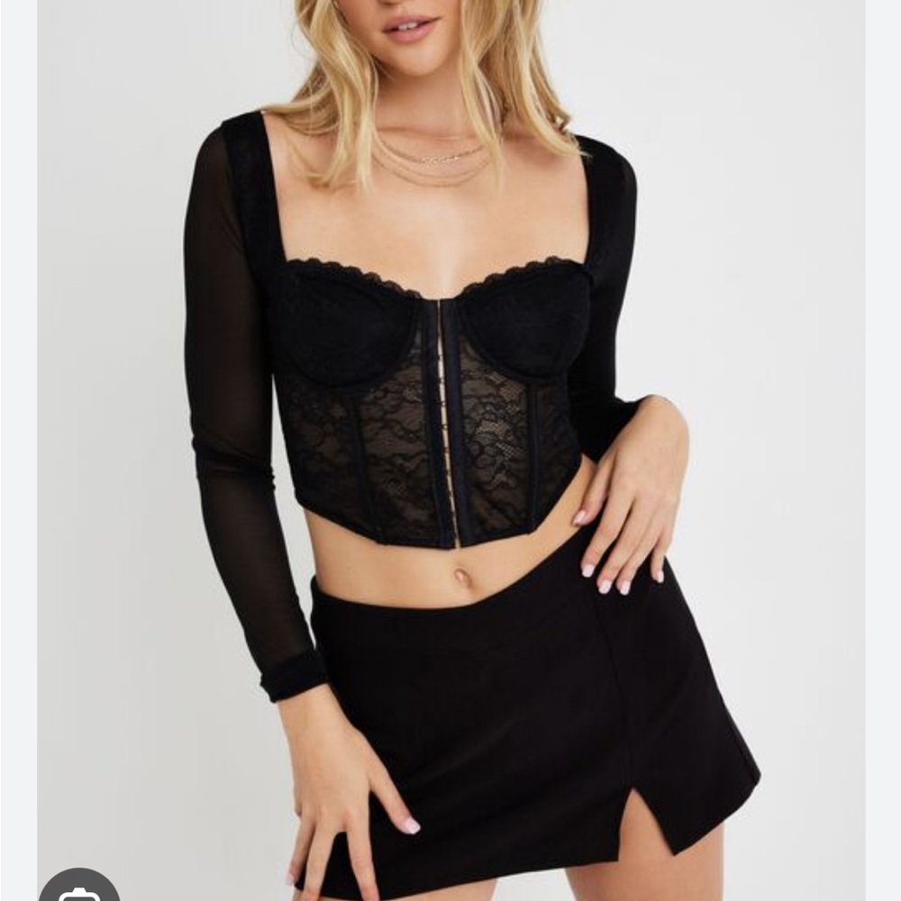 Garage Black Lace Bustier Top
